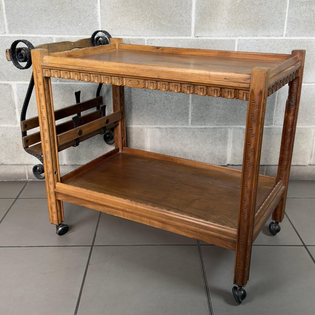 Bar Cart in Wood and Wrought Iron For Sale - Image 13 of 13