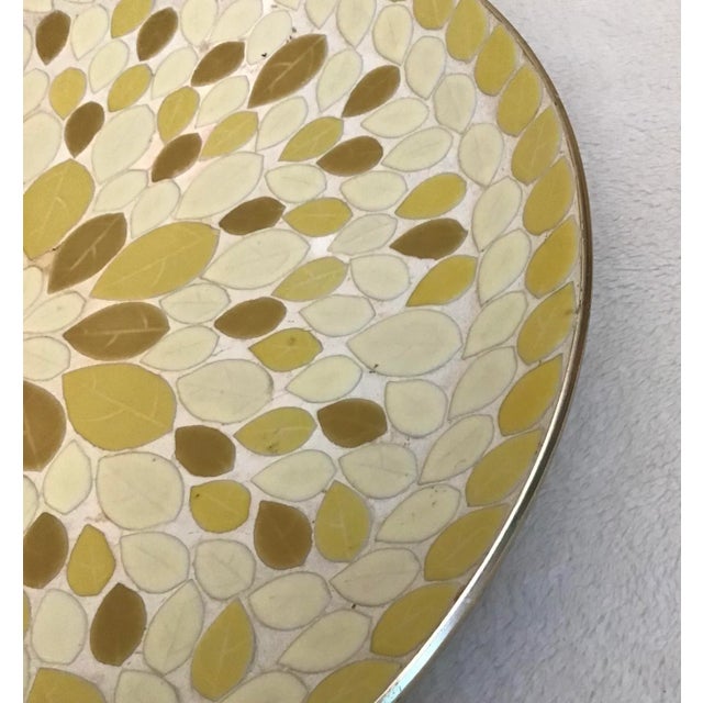 1950s Vintage Mid-Century Mosaic Tile Yellow Tone Bowl Dish For Sale - Image 5 of 12
