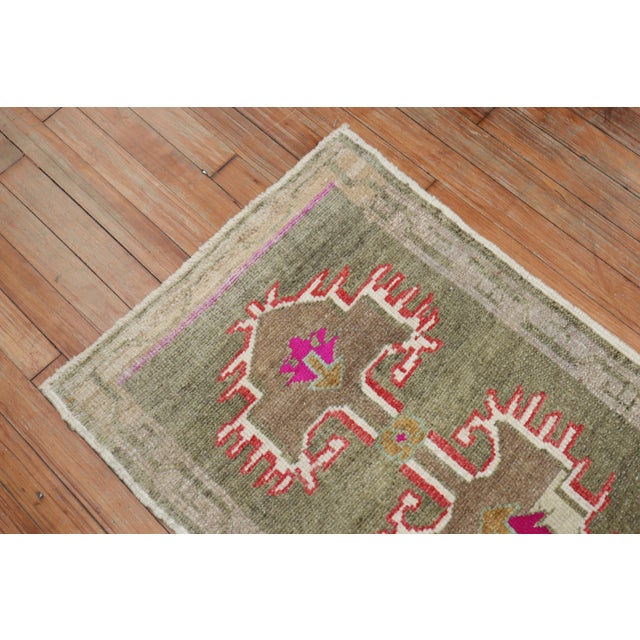 Mid 20th Century Quirky Turkish Anatolian Rug Mat - 2' x 2'11" For Sale - Image 11 of 18
