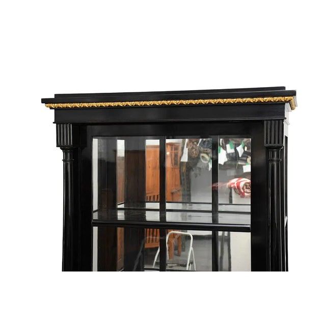 Antique Biedermeier 19th C Black Lacquer Display Cabinet For Sale - Image 4 of 7