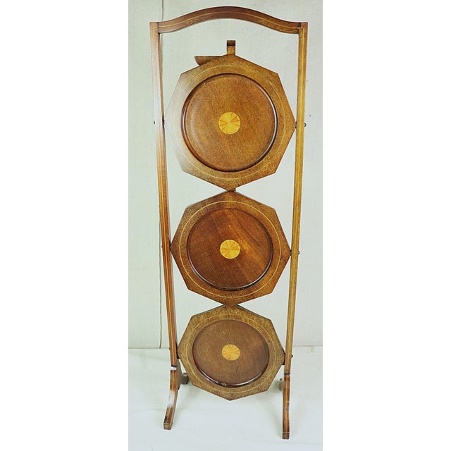 Wood English Edwardian Period Mahogany Folding Cake Stand For Sale - Image 7 of 8