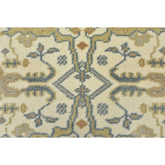 Ivory Oushak Runner 2’7” X 7’11” Ivory Wool Tribal Hand-Knotted Oriental Rug For Sale - Image 8 of 12