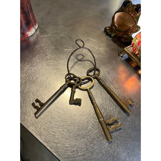 1970s Vintage Brass Set of Skeleton Keys For Sale - Image 5 of 10