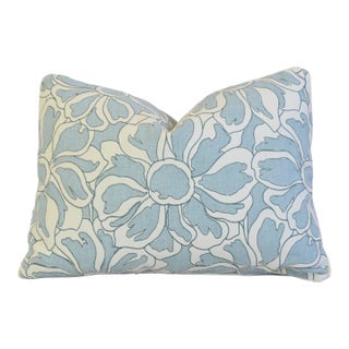 Designer Chic Cowtan & Tout Capri Appliqué Floral Flower Feather/Down Pillow 23" X 17" For Sale