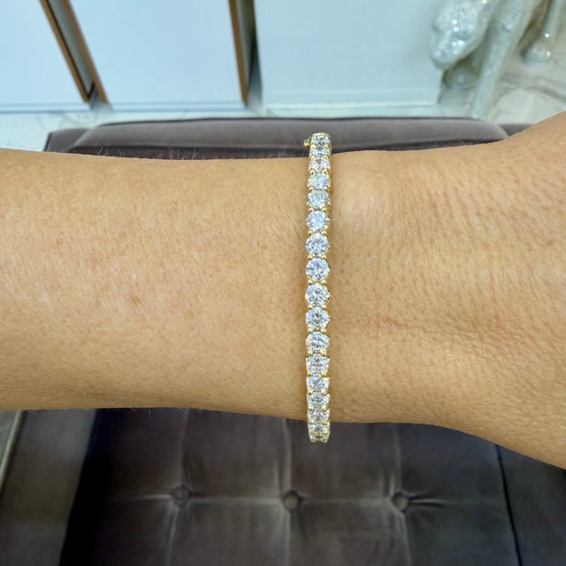 Gold 18k Yellow Gold 3.80ctw Diamond Half Eternity Hinged Bangle Bracelet For Sale - Image 8 of 8