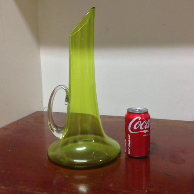 Chartreuse Contemporary Nicholas Kekic Hand-Blown Chartreuse Art-Glass Pitcher For Sale - Image 8 of 13