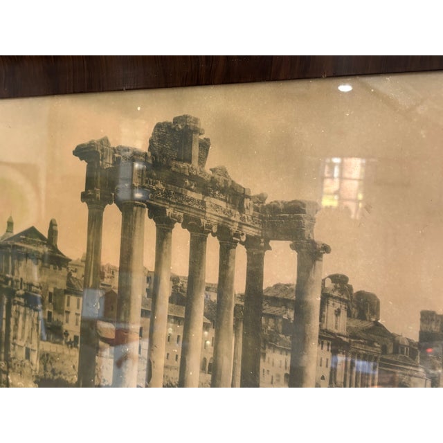 Art Deco Sepia Ancient Ruins Photograph in Exotic Wood Frame For Sale - Image 3 of 5