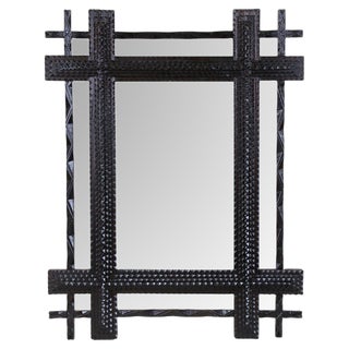 Rustic Tramp Art Mirror with Double Frame, Austria, 1880s For Sale