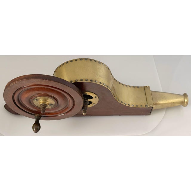 Early 19th Century Georgian Era Mechanical Fire Bellows of Brass and Mahogany From England For Sale - Image 13 of 15