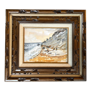 1970’s Original Impressionist Coastal Seascape Beach Scene Watercolor Painting