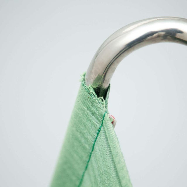 Mid-Century Modern Tubular Steel Chair with Green Fabric For Sale - Image 14 of 18