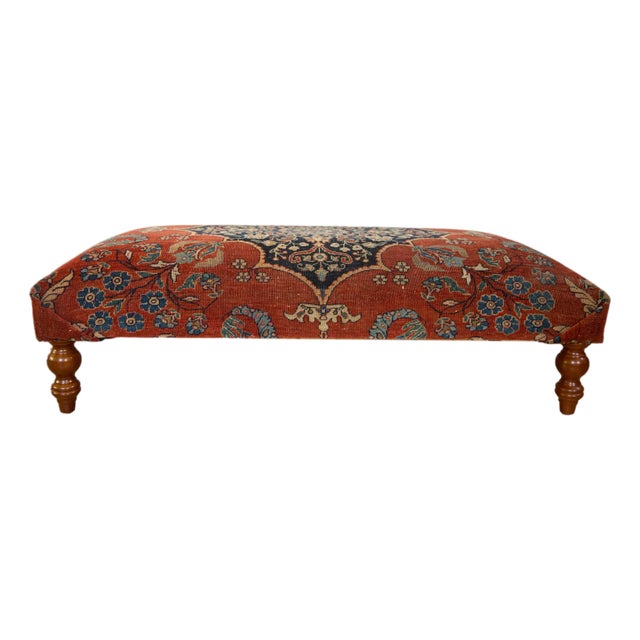 Reclaimed Antique Persian Rug Ottoman Coffee Table For Sale