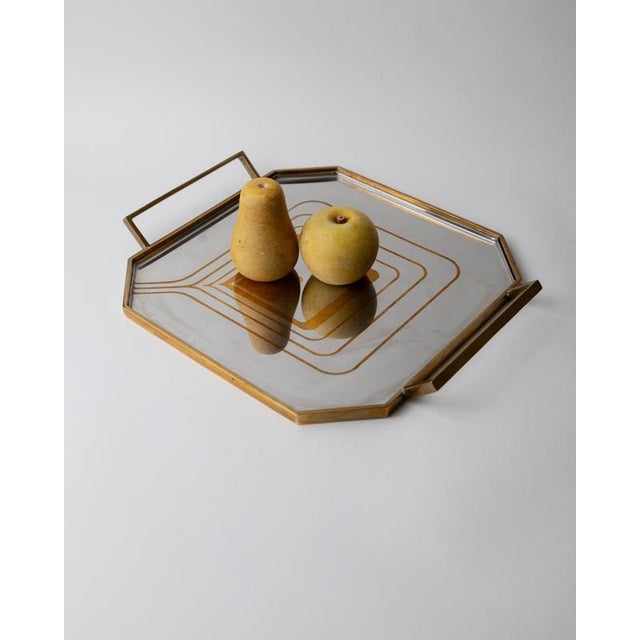 Mid-Century Octagonal Stainless Steel Tray with Brass Rim, 1970s For Sale - Image 12 of 12