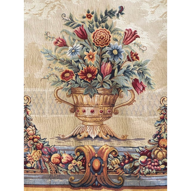 Offering vintage Point Des Meurins French jacquard wall tapestry. This classic renaissance style “Jardin Beaumesnil”...