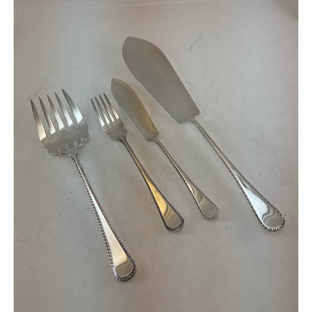 New 1980s Complete Cutlery Set for 12, Including Fish Eaters & Serving Pieces, Feather Edge - 134 PCS For Sale - Image 16 of 18