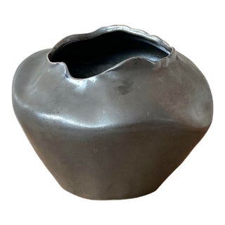 Vintage Coastal Raku Fired Vase For Sale