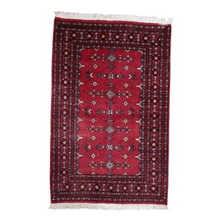 1950s, Vintage Uzbek Bukhara Handmade Rug 4 X 6 For Sale