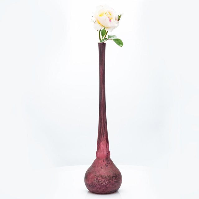 Acid Etched Purple and Pink Soliflore Vase from Daum, 1904 For Sale - Image 9 of 10