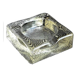 Mid 20th Century Brutalist Glass Ashtray With Metropolitan Detail For Sale