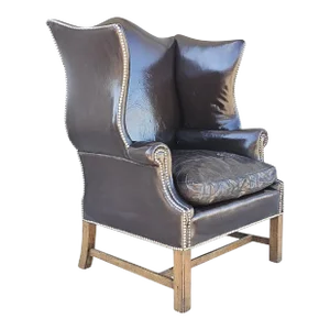 Vintage Rose Tarlow Style Leather Wingback Armchair, Circa 1960