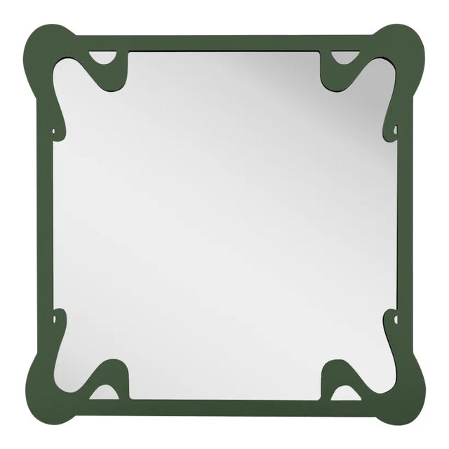 Fleur Home Carnival St. Roch Square Mirror in Duck Green, 36x36 For Sale