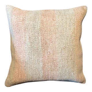 Earthy Hemp Throw Pillow, Sage Green Blush Pink Ivory Cushion, Handwoven Turkish Pillow With Insert, 16x16 In For Sale