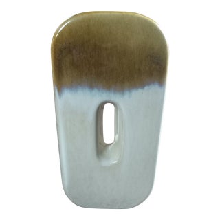 Vintage Cream & Brown Vase For Sale