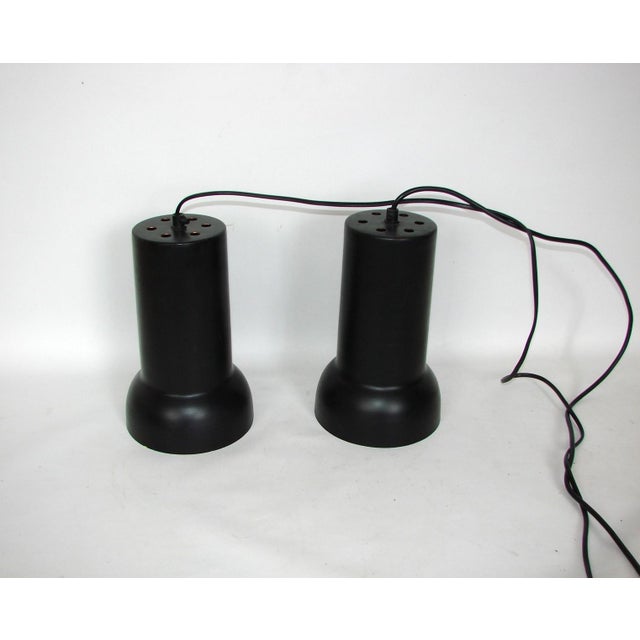 Vintage Modernist Black and Brass Pendant Lights, 1980s, Set of 2 For Sale - Image 4 of 6