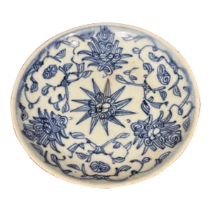 Antique Chinese Blue and White "Kitchen Qing" Plate