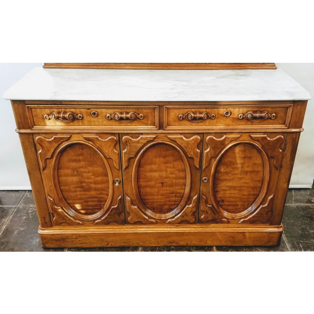 1860s1870s American Marble Topped Sideboard With Mirrored Back Attr