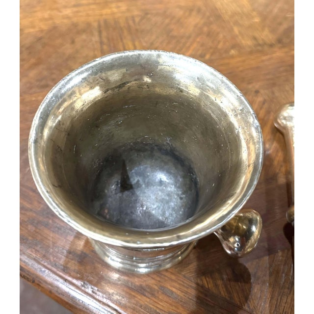Mid-19th Century French Polished Bronze Mortar With Original Pestle For Sale In Dallas - Image 6 of 7