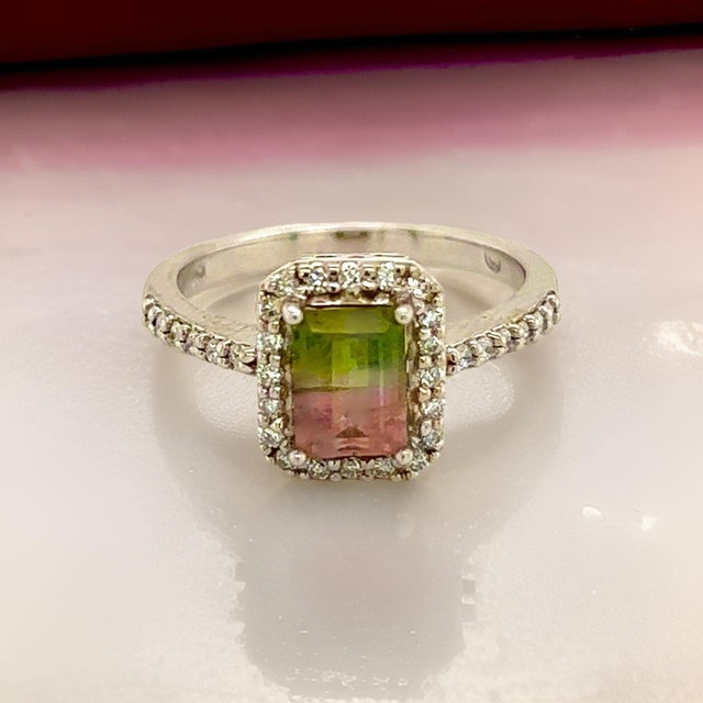 Multicolor Tourmaline Diamond Ring 14k Gold 1.15 TCW Certified For Sale In New York - Image 6 of 11