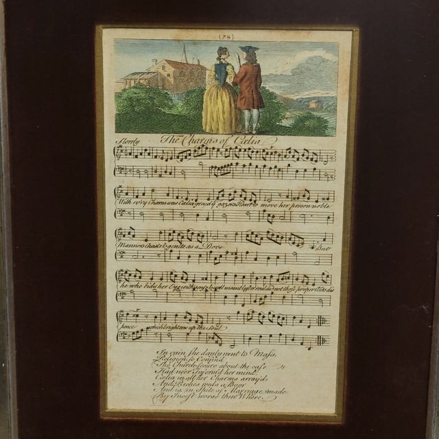 Antique White Pair of Late 18th Century English Hand-Tinted Engraved Music Sheets, “The Charms of Celia” & “The Beer-Drinking Briton,” C. 1780 For Sale - Image 8 of 11