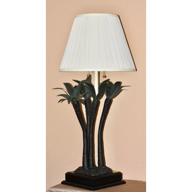 Bronze 1980s Frederick Cooper Bronze Iron Palm Trees Table Lamp For Sale - Image 8 of 9
