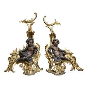 Antique French Chenets With Cherubs