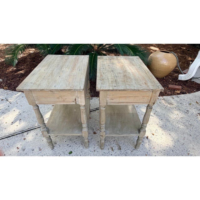 Pair Weathered Pine End Tables, Bedside Tables For Sale In Savannah - Image 6 of 12