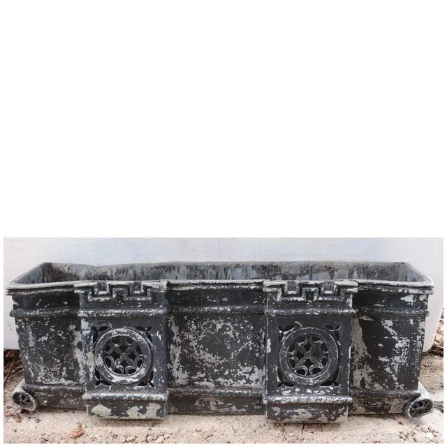 Large English Gothic Revival Painted Lead Manor House Scupper Boxes A