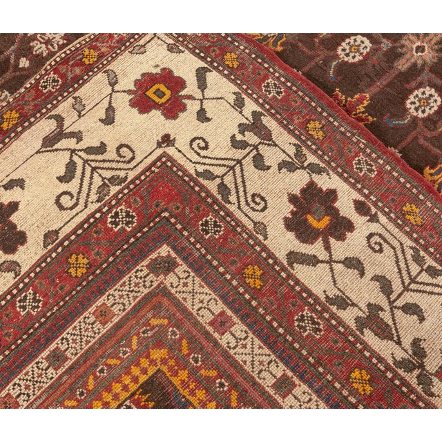 Brown Vintage Indian Agra Brown, Red, Blue, Ivory Handmade Wool Carpet For Sale - Image 8 of 9