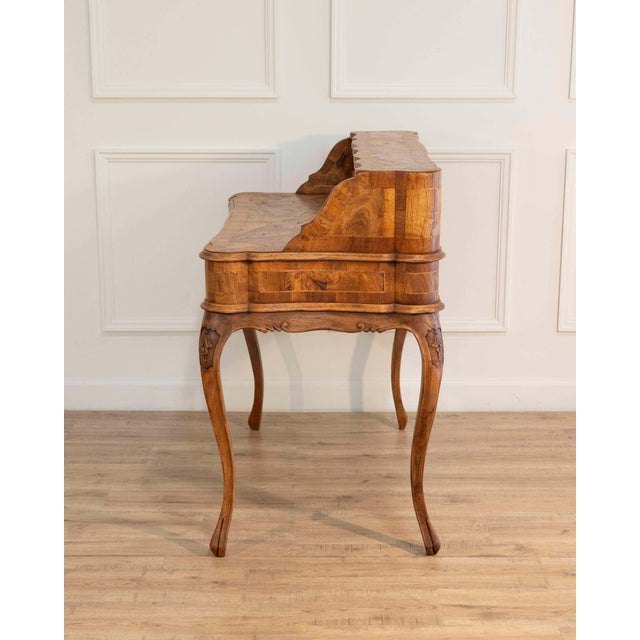 Louis XV Style Tiered Desk In Burr Walnut, 19th Century For Sale - Image 4 of 12