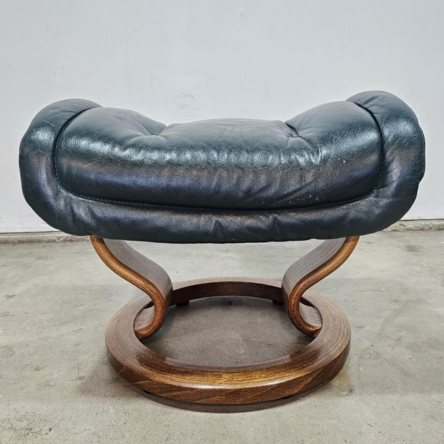 Ekornes Stressless "Royal Model" Leather Recliner and Ottoman Chairish