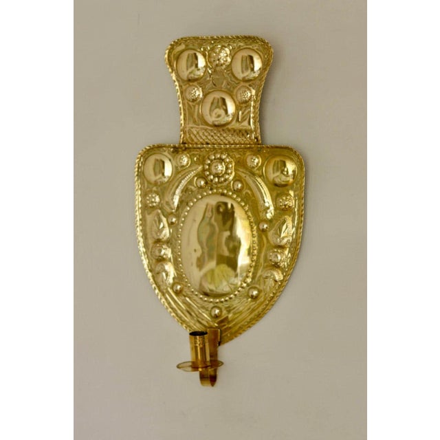 Large Mid-Century Baroque Swedish Brass Sconces, Set of 2 For Sale - Image 5 of 16