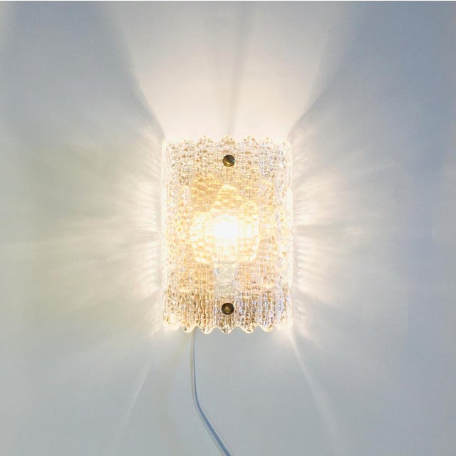 1960s Mid-Century Modern Scandinavian Glass & Brass Wall Light by Carl Fagerlund for Orrefors, Sweden, 1960s For Sale - Image 5 of 10