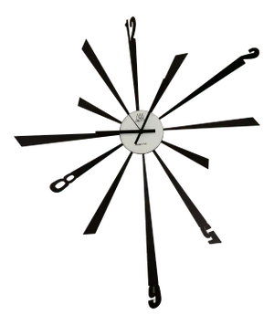 Vintage Mid 20th Century Modernist Starburst Metal Clock