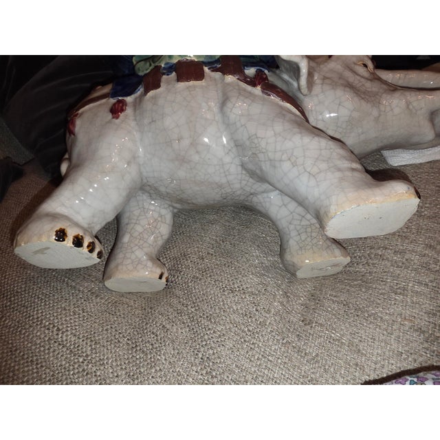 Vintage Glazed Ceramic Elephant Center Piece For Sale - Image 11 of 11