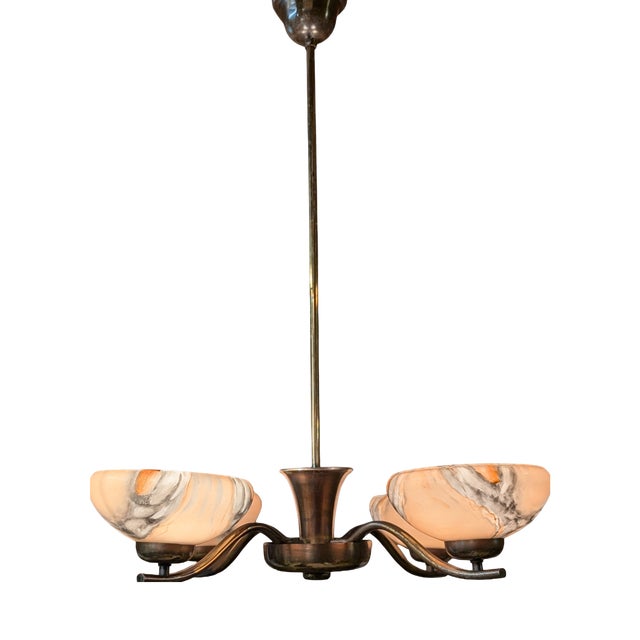 4-Arm Pendant Light by Paavo Tynell for Oy Taito, 1940s For Sale
