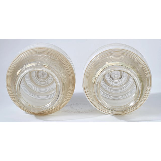 Mid-Century Modern Pair of Vintage Mid-Century Flush Mount Glass Shades For Sale - Image 3 of 3