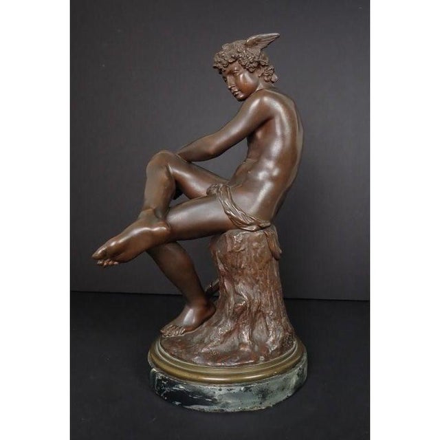 19th Century French Sculpture of a Seated Mercury by Pierre Marius Montagne For Sale - Image 10 of 11