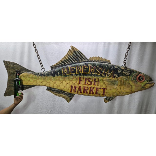 Six Foot Menemsha Fish Market Trade Sign For Sale In Boston - Image 6 of 12
