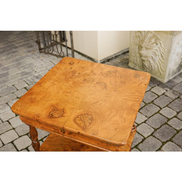 French Burled Walnut Three-Tiered Trolley with Butterfly Veneer, circa 1870 For Sale - Image 11 of 12