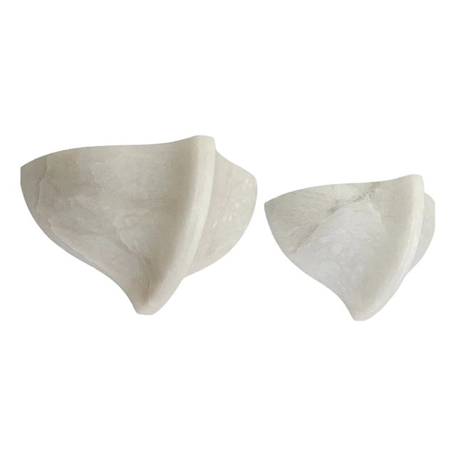 Sculptural Organic Shape Alabaster Wall Lights from Aljuna Spain, 1970s, Set of 2 For Sale